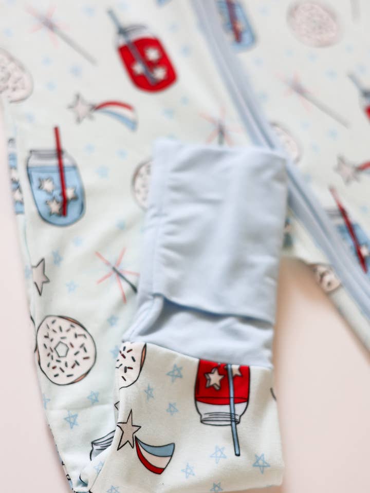 All-American Blue Zipper Romper for wholesale by kinderlein