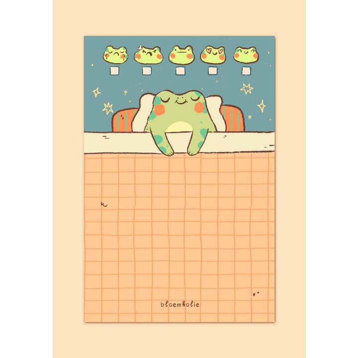Sleepy Frog Memo Pad | Snoozy Friends | Cute Mood Tracker Notepad | Cozy Stationery for wholesale by Bloemkolie