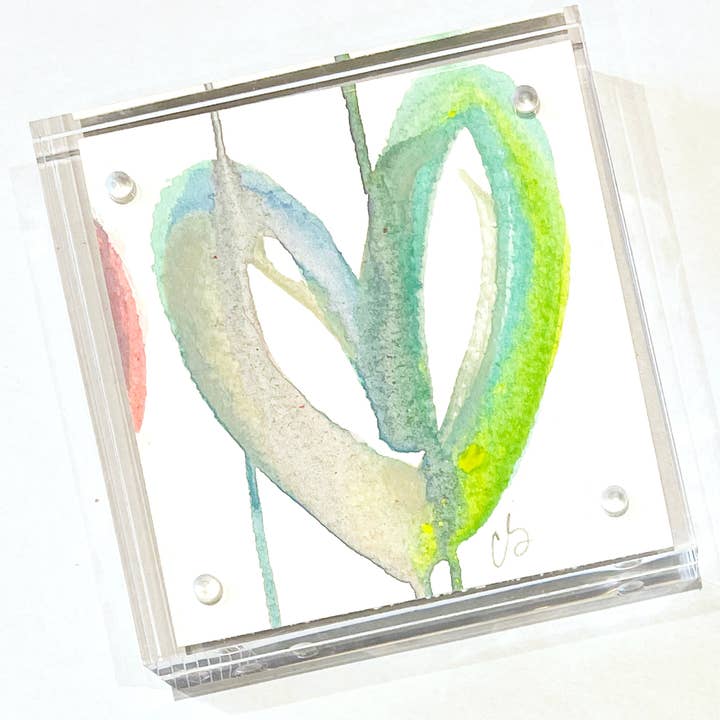 Pintura acrílica do coração do bloco por atacado de Carrie Song Art