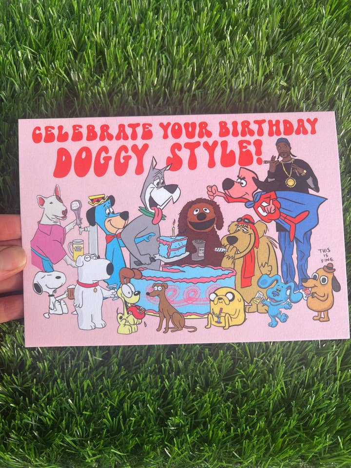 A7 LARGE Doggy Style Birthday Card for wholesale by Astral Weekend