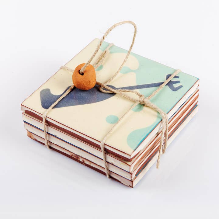 Ceramic coasters with mixer design for wholesale by Bussoga