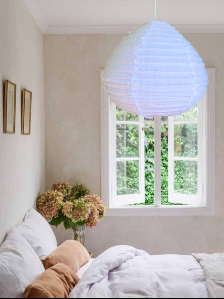 Linen Light Shade Paere 50cm Fringed Snow White for wholesale by Little Nordic Sol