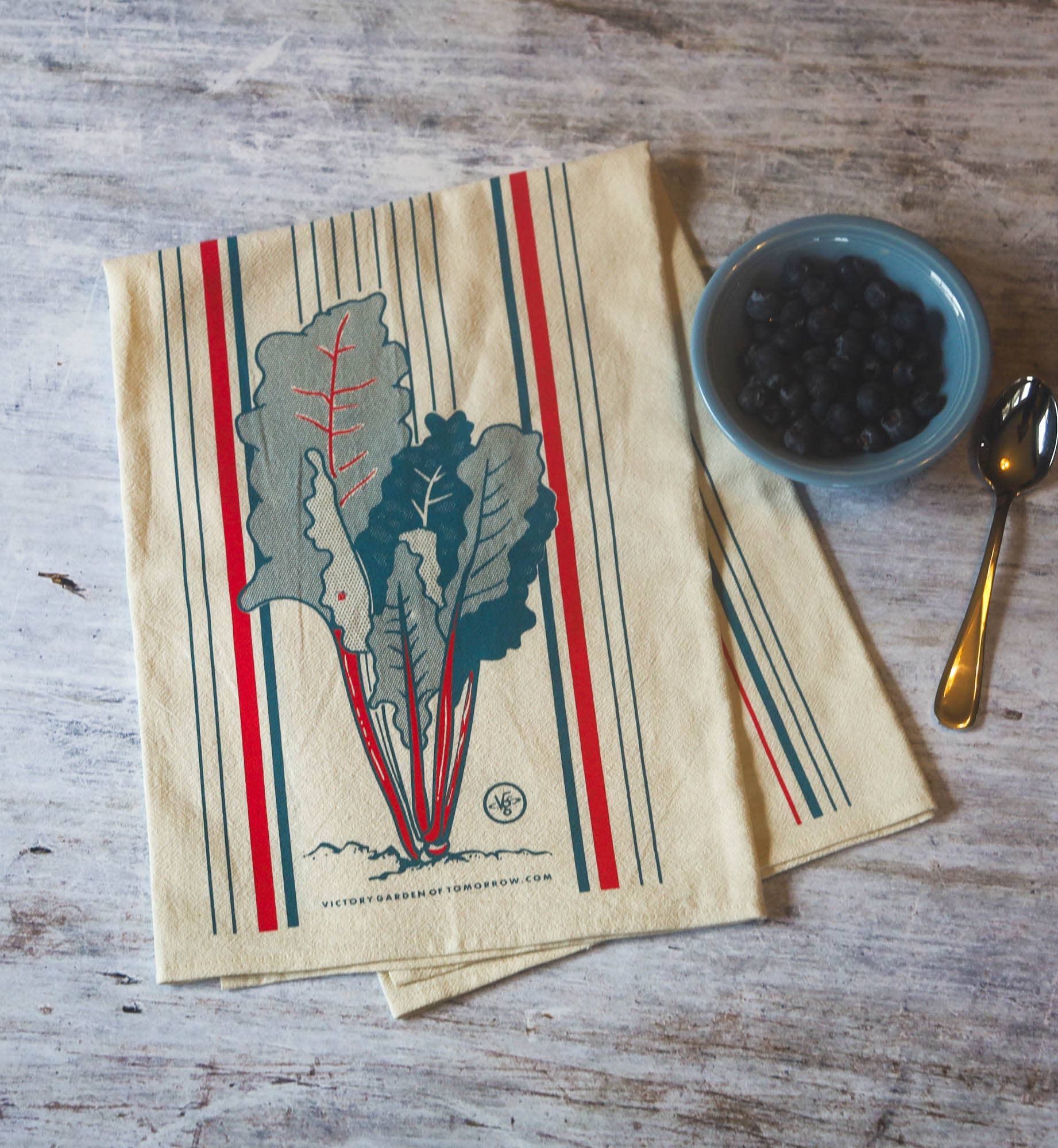 Wirtheim Poster Arts LLC - Wholesale Tea Towel - Summer Swiss Chard & Kale - Floursack Furoshiki Towel1