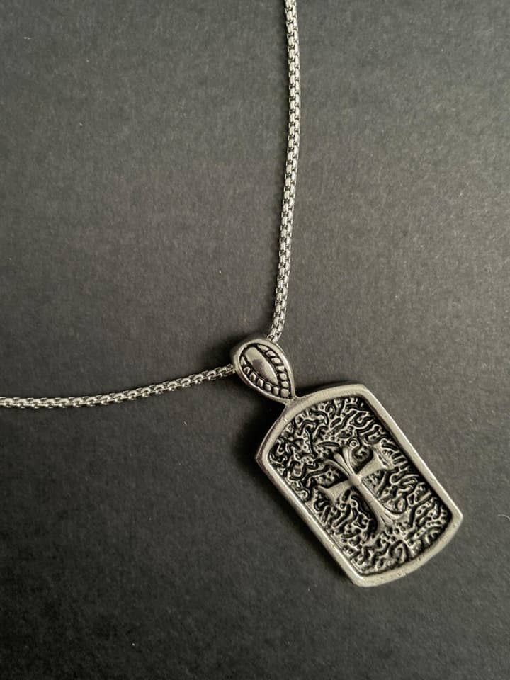 Cross Dog Tag Necklace for wholesale by Silver & Bare