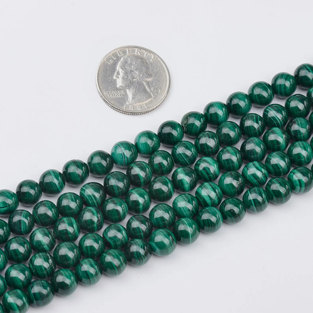 Beads Creation - Wholesale Beads - Green Malachite Beads Natural AAA 8mm Strand GRN5743
