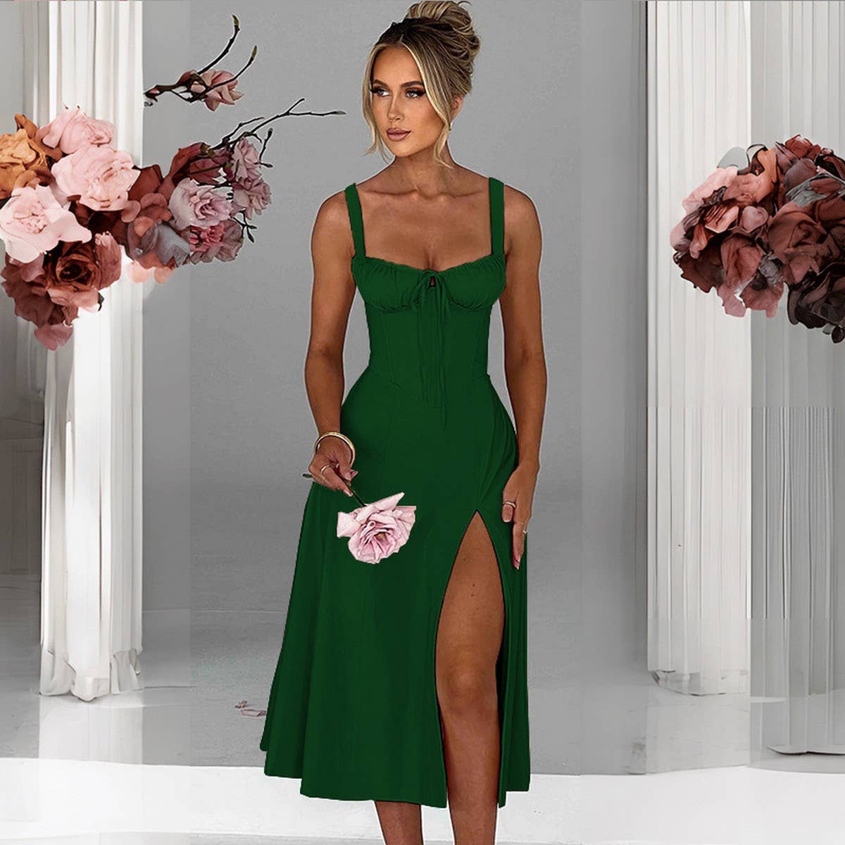 Lily Clothing - Wholesale Dress - Women's - Fashion casual lace-up slim split halter dress7