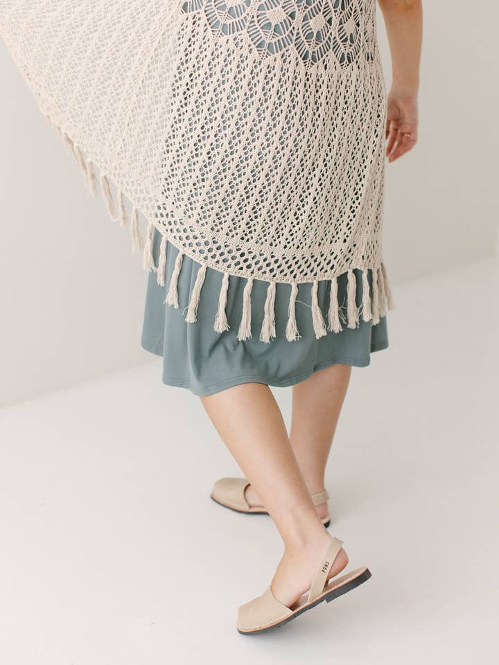 'Cameron' Cotton Crochet Knit Vest in Tan FINAL SALE for wholesale on Faire4
