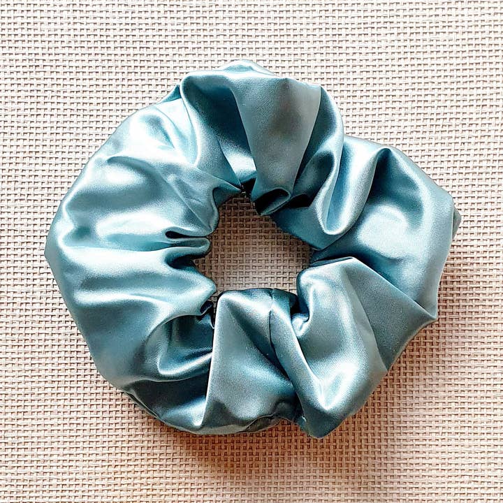 Mint Satin Medium Scrunchie for wholesale by Saltwell Design Studio