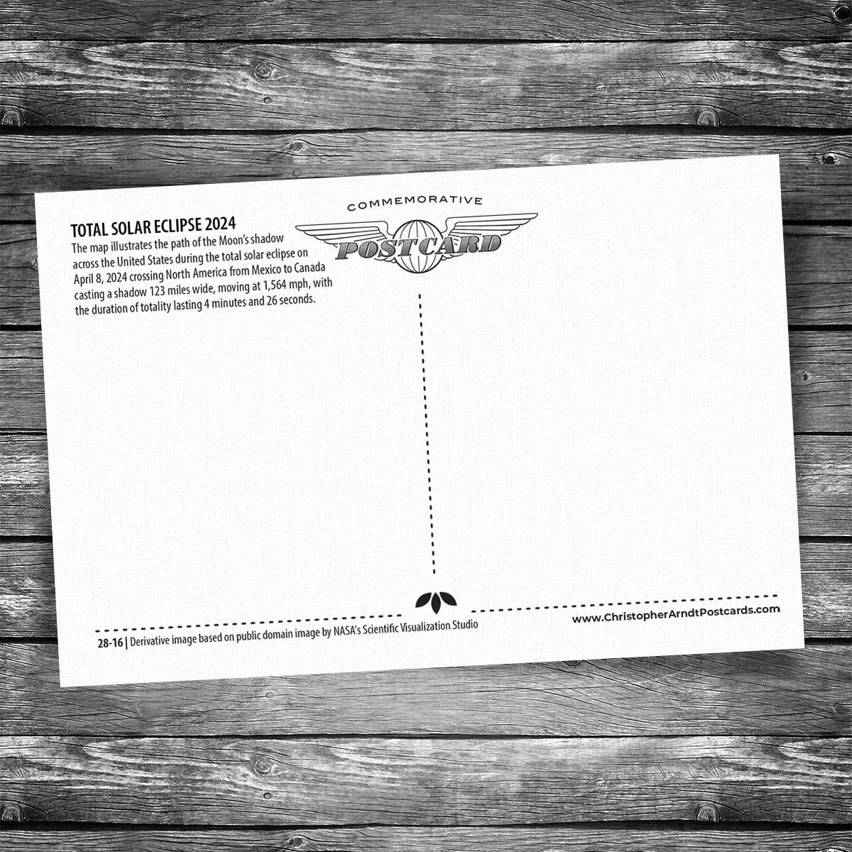 Christopher Arndt Postcard Co. - Wholesale Postcard - Solar Eclipse 2024 Map Postcard1