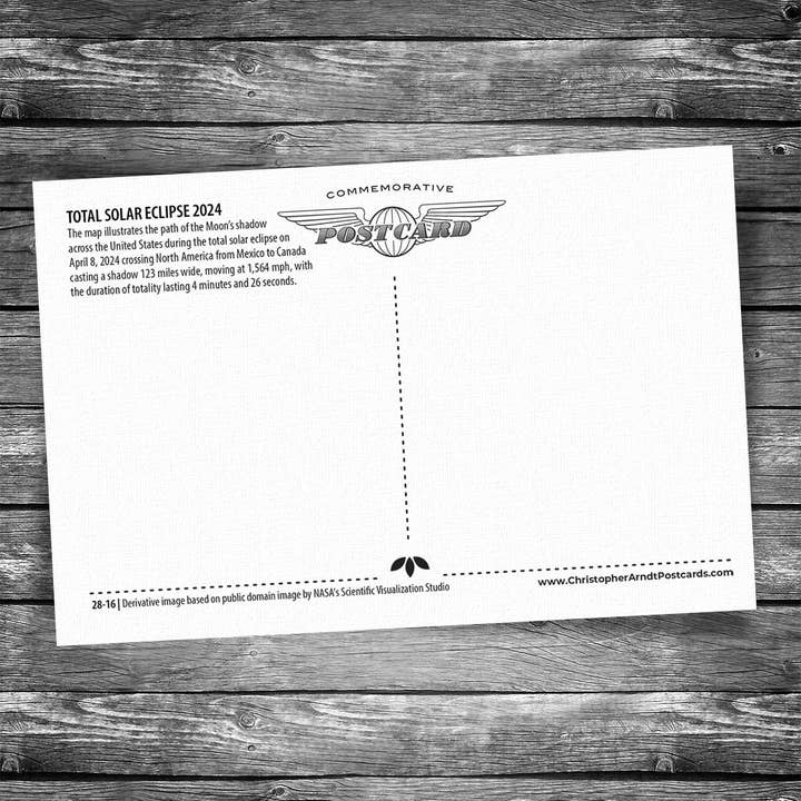 Christopher Arndt Postcard Co. - Wholesale Postcard - Solar Eclipse 2024 Map Postcard1