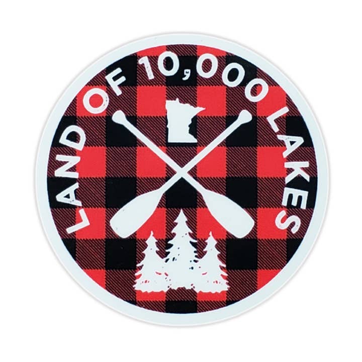 10K Lakes Buffalo Plaid Sticker - Pack of 24 for wholesale by 218 Clothing + Gift