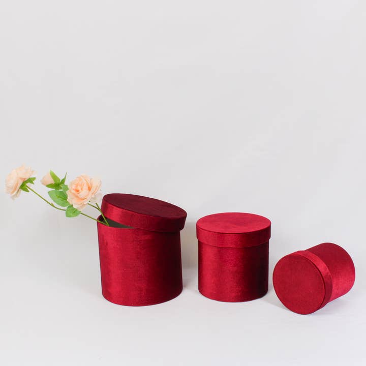 Elegant Design Supply - Wholesale Gift Box - Velvet Round Flower Hat Box with Lid