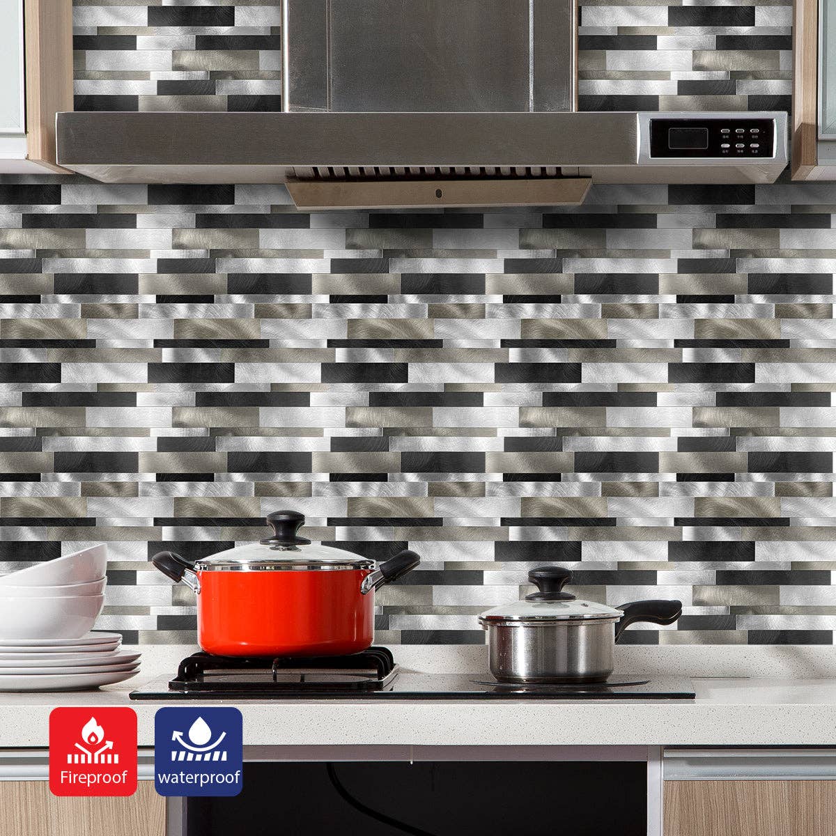 ENER-J – wholesale Wall tile – Sleek Metallic Peel & Stick Aluminum Tile Pack of 41