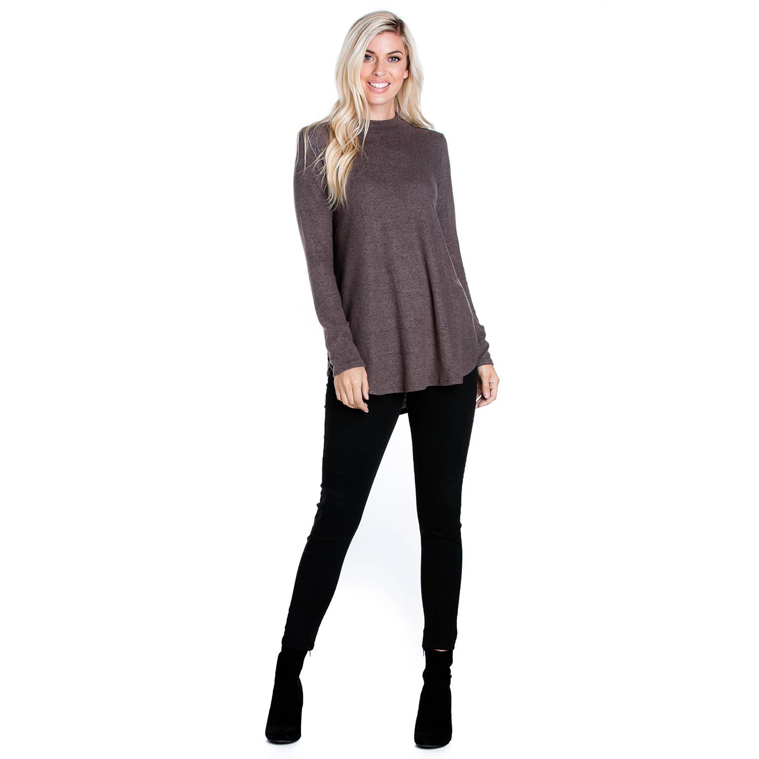 Azules Clothing - Wholesale Tunic - Women's - ATP-2289HC Mock Neck Long Sleeve Knit Tunic9