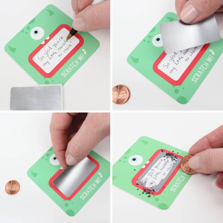 Inklings Paperie - Wholesale Stationery/Notecard Set - Scratch-off Lunchbox Notes - Monsters2