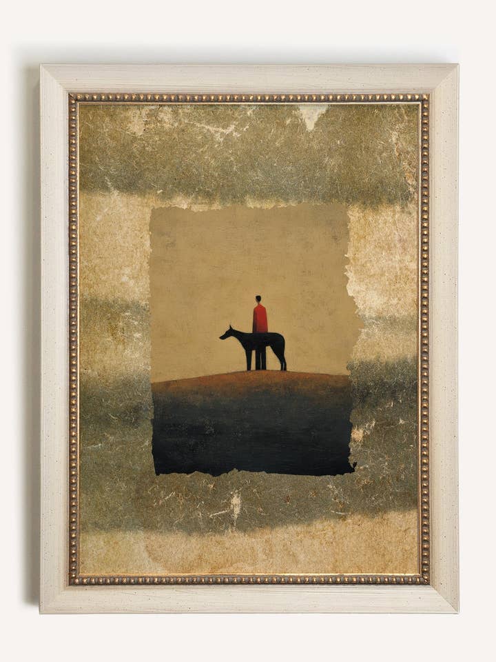 GARDIEN DE LA LISIÈRE, Œuvre sur toile rigide, encadré Vintage Blanc pour la vente par Oleka Canvas