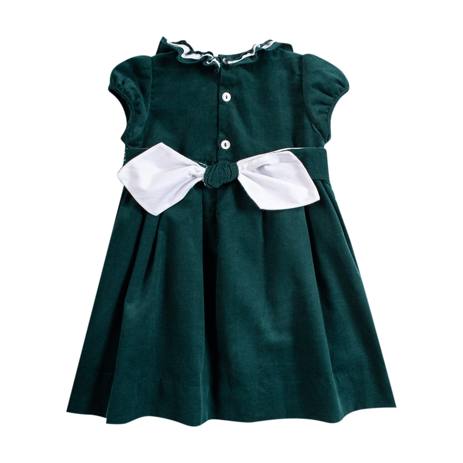 Kidiwi handmade - Wholesale Dress - Kids - Smocked green pine corduroy dress. Last size 12M1