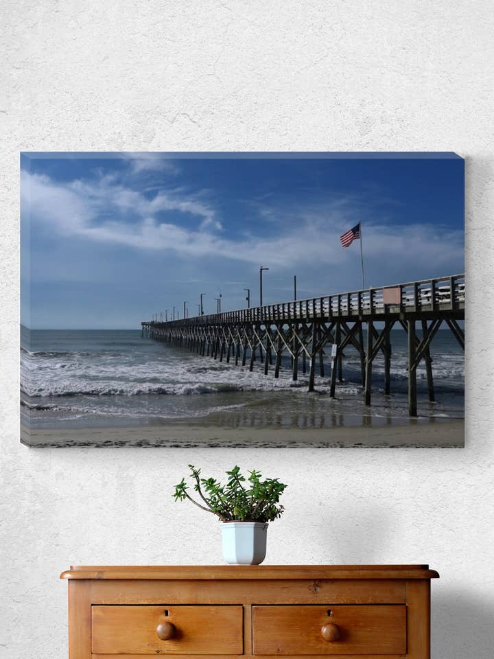 Surf City Pride - Canvas print Surf City Pier for wholesale by Sherry Pfeifle Studio