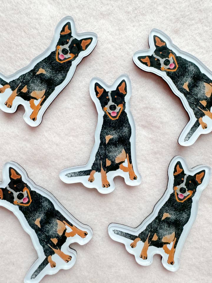 Heeler (blue) Magnet for wholesale by Our Cheery Corner