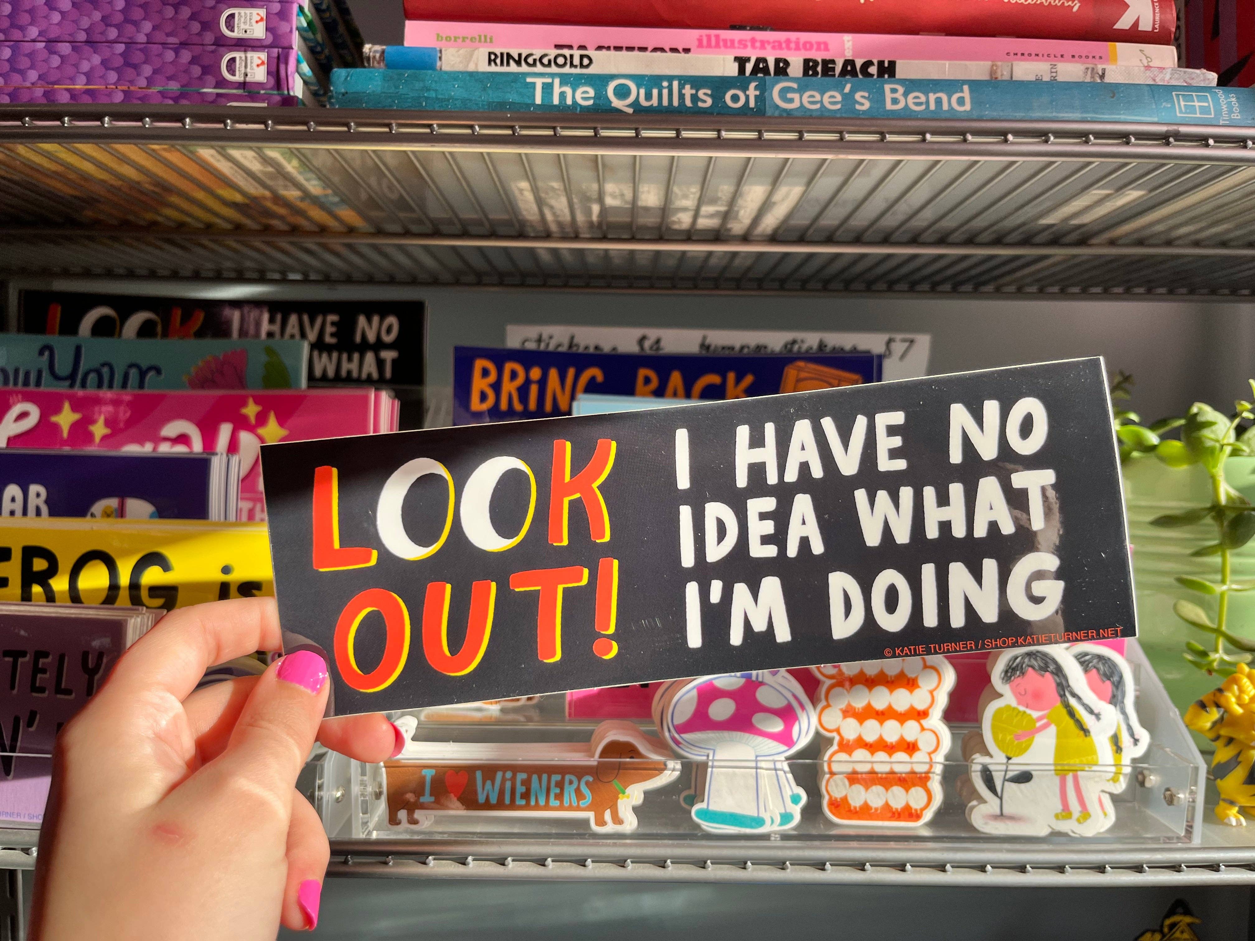 Katie Turner Illustration - Wholesale Sticker - Look Out! I Have No Idea What I'm Doing Vinyl Bumper Sticker1