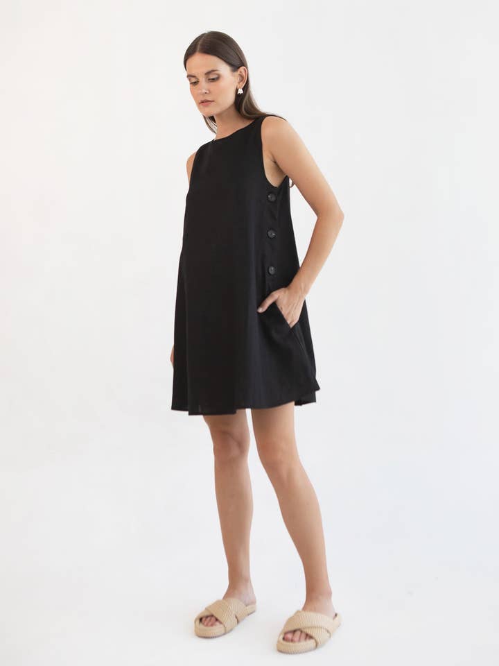 Negro Vestido de alimentación con botones Maeve de venta al por mayor en Faire0