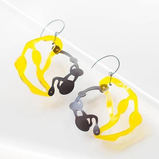 Seaweed Pendant Earrings in Oxidized Silver for wholesale by Denisa Piatti Jewellery