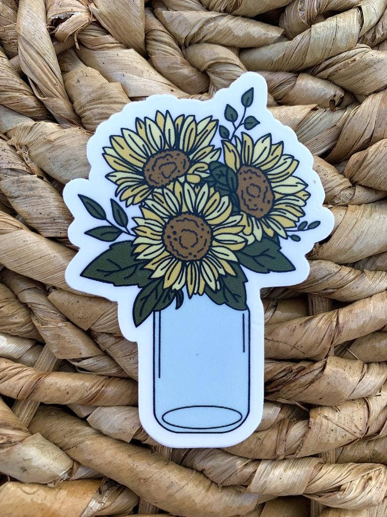 MarieDesignCo - Wholesale Sticker - Mini mason pot bloem sticker, bloemboeket sticker, sticker3