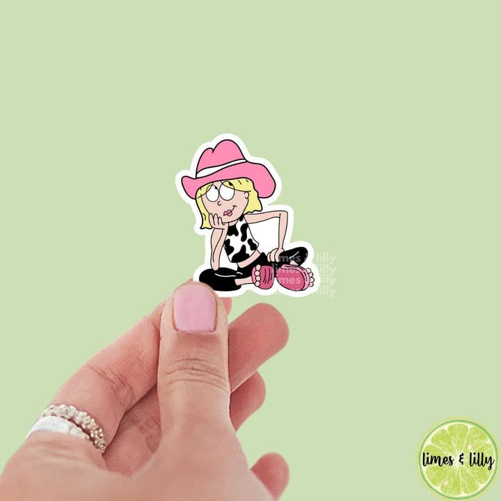 Autocollant en vinyle dessin animé chapeau de cowgirl Lizzie des années 90 Y2K | Autocollants littéraires | Autocollants Kindle | Décalcomanie | Rétro | Nostalgie pour la vente par Limes & Lilly