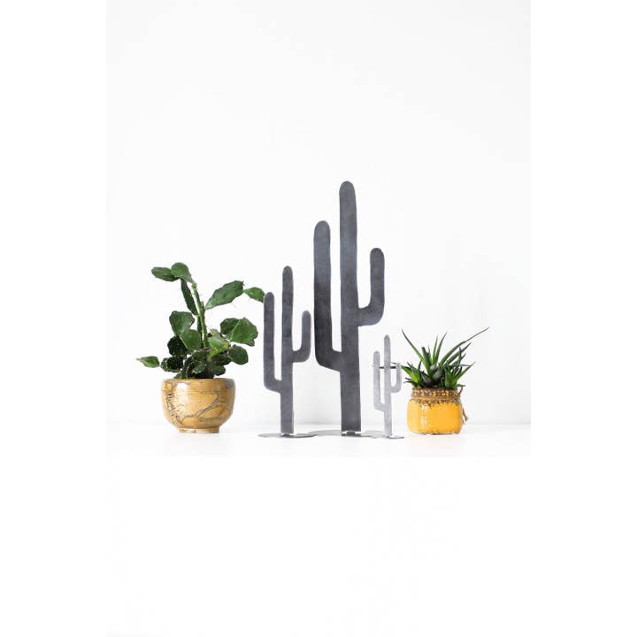 Highland Ridge | Handmade Home Decor - Wholesale Decorative Tabletop Object - Metal Cactus Silhouette - Medium
