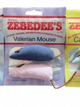 Pacchetto di Giocattoli per Gatti Fatti a Mano da Zebedee – Catnip Valeriana Silvervine (Confezione da 6 Topolini) per la vendita all'ingrosso da parte di Zebedee's Pet Products