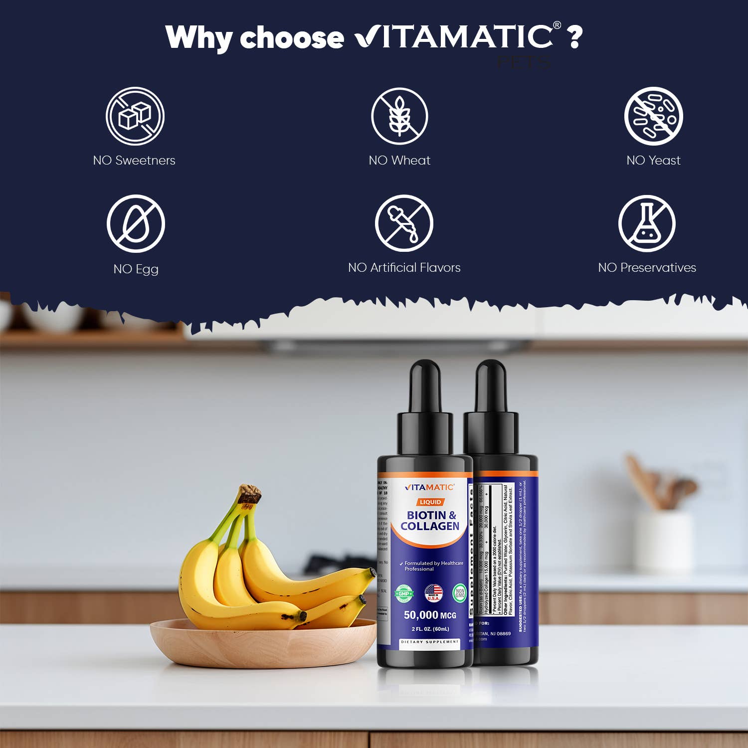 Vitamatic - Wholesale Oral Supplement/Vitamin - Vitamatic Liquid Biotin & Collagen 2oz6