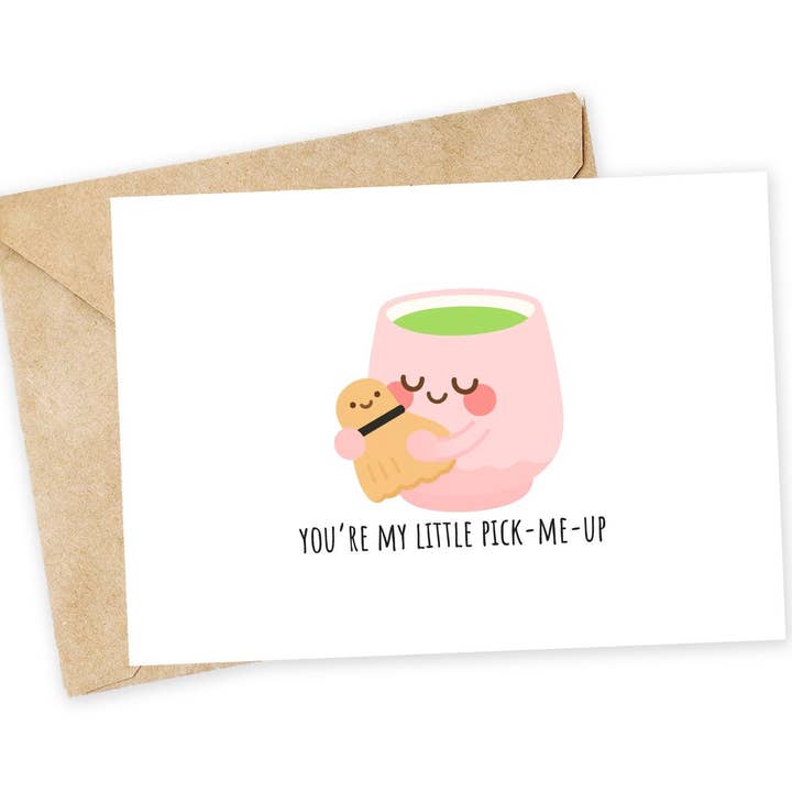 Matcha Pick-Me-Up Card: Handmade A2 Greeting Card for wholesale by Chewy Lemon Studio