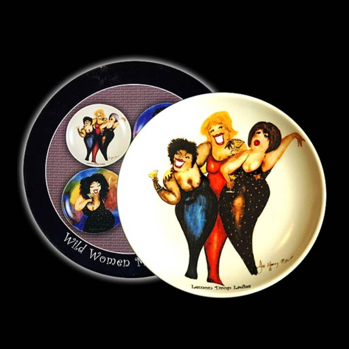Martini-Themed Wild Women Dessert Plates for wholesale by Jill Neal Enterprises llc