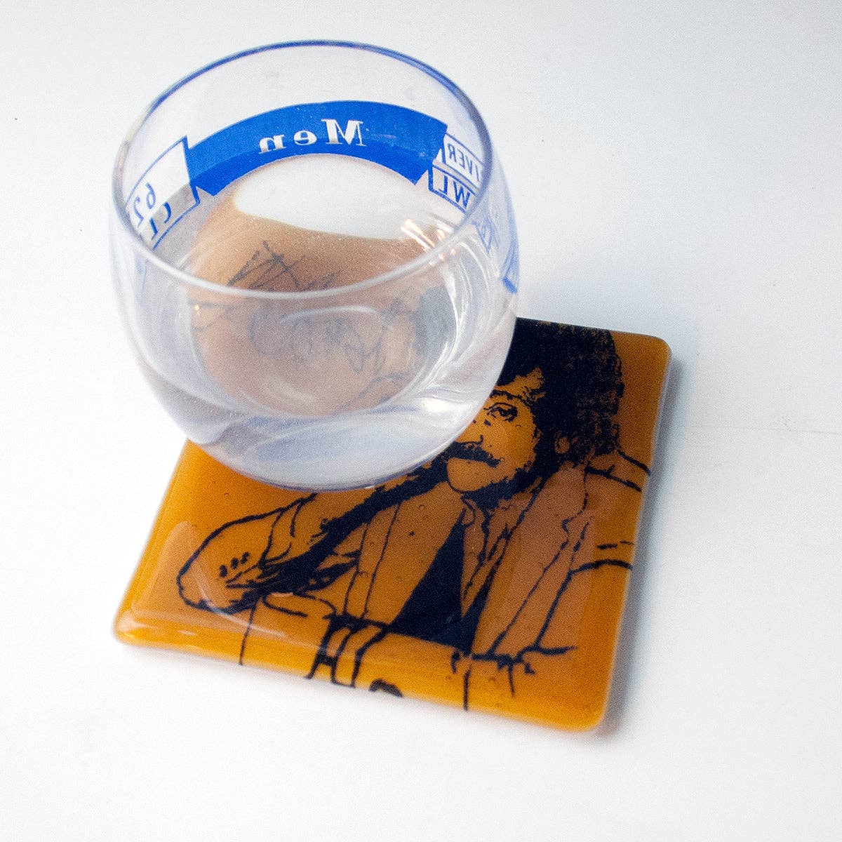 Kiku Handmade | Contemporary Fused Glass Home Goods - Wholesale Coasters - Kurt Vonnegut Fused Glass 4" Single Coaster1