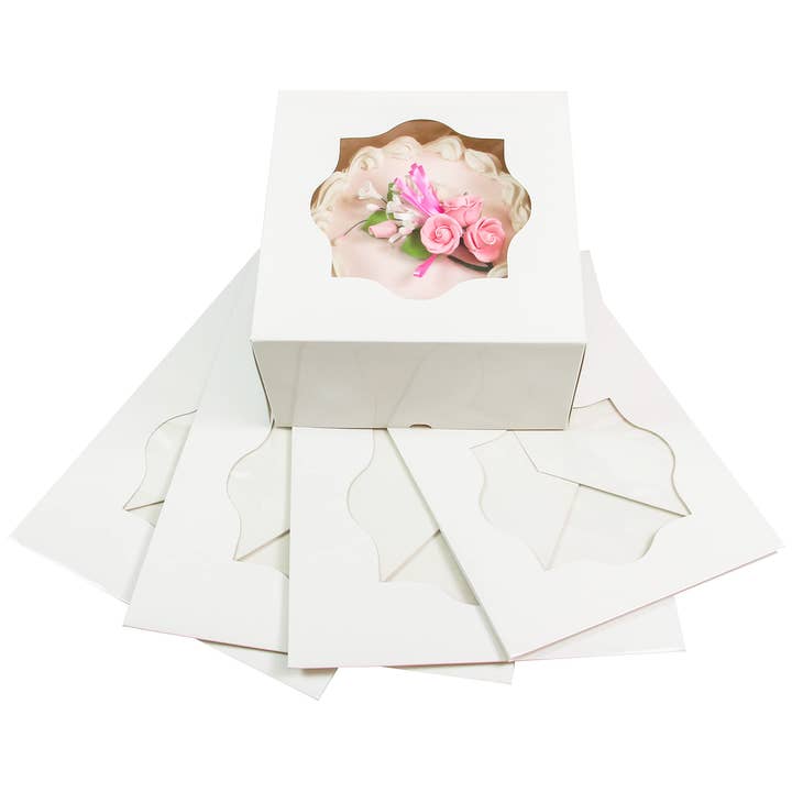 Global Sugar Art - Wholesale Cake Decorating Kit - Global Sugar Art Auto-Popup Deep Square Cake Box with Window, 8 x 8 x 5 Inches3
