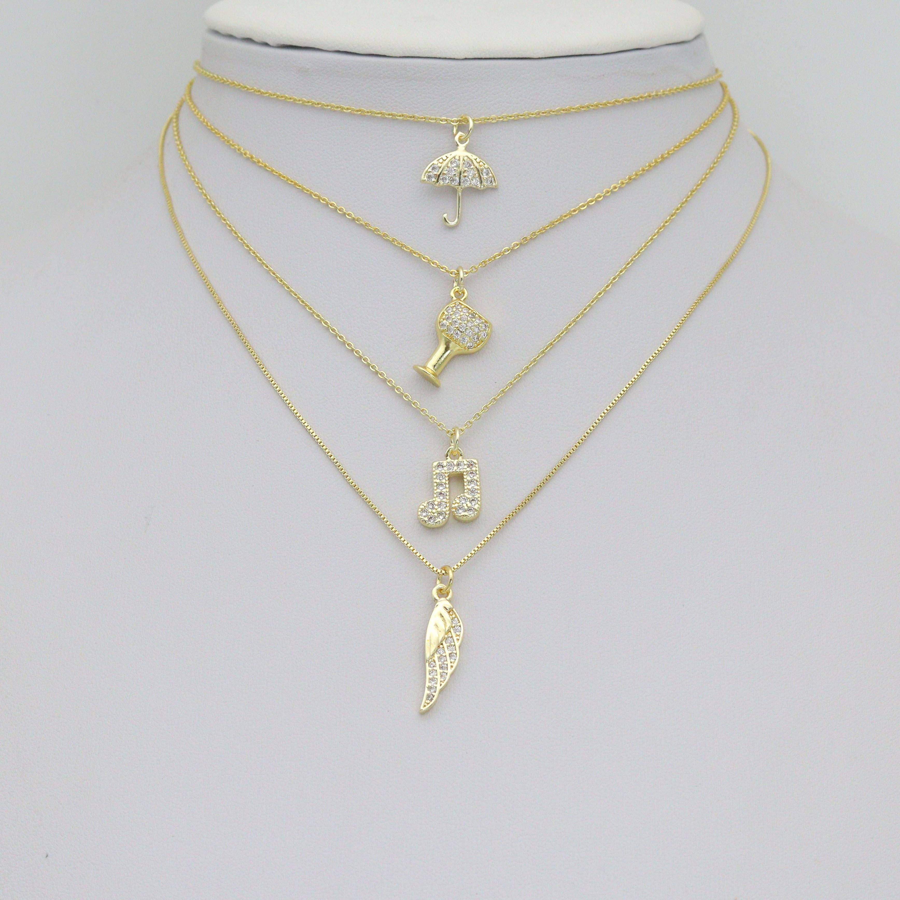 BestBeads&Beyond – wholesale Individual charm/pendant – Clear CZ Gold Silver Wine Glass Umbrella Wing Music Note Charm Pendant, Sku#LX9513