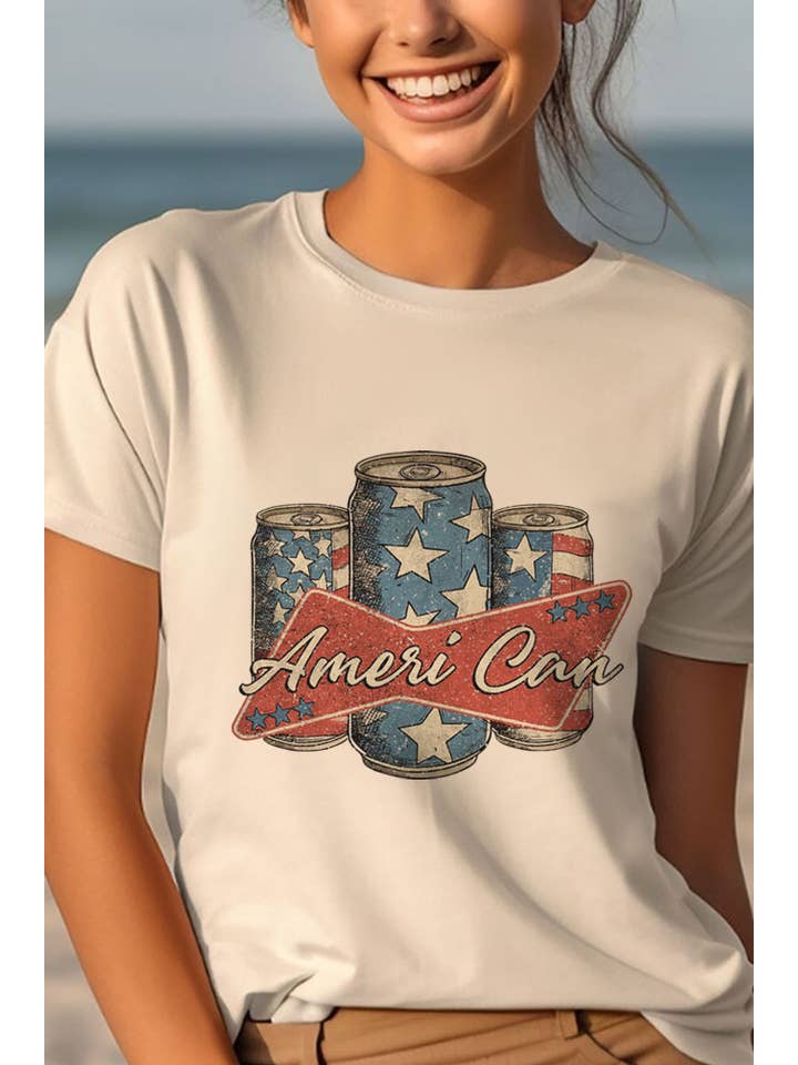 Top Avenue - Wholesale Screen Printed T-Shirt - Women's - Ameri Can, Fourth of July, Unisex Round Neck T-Shirt8