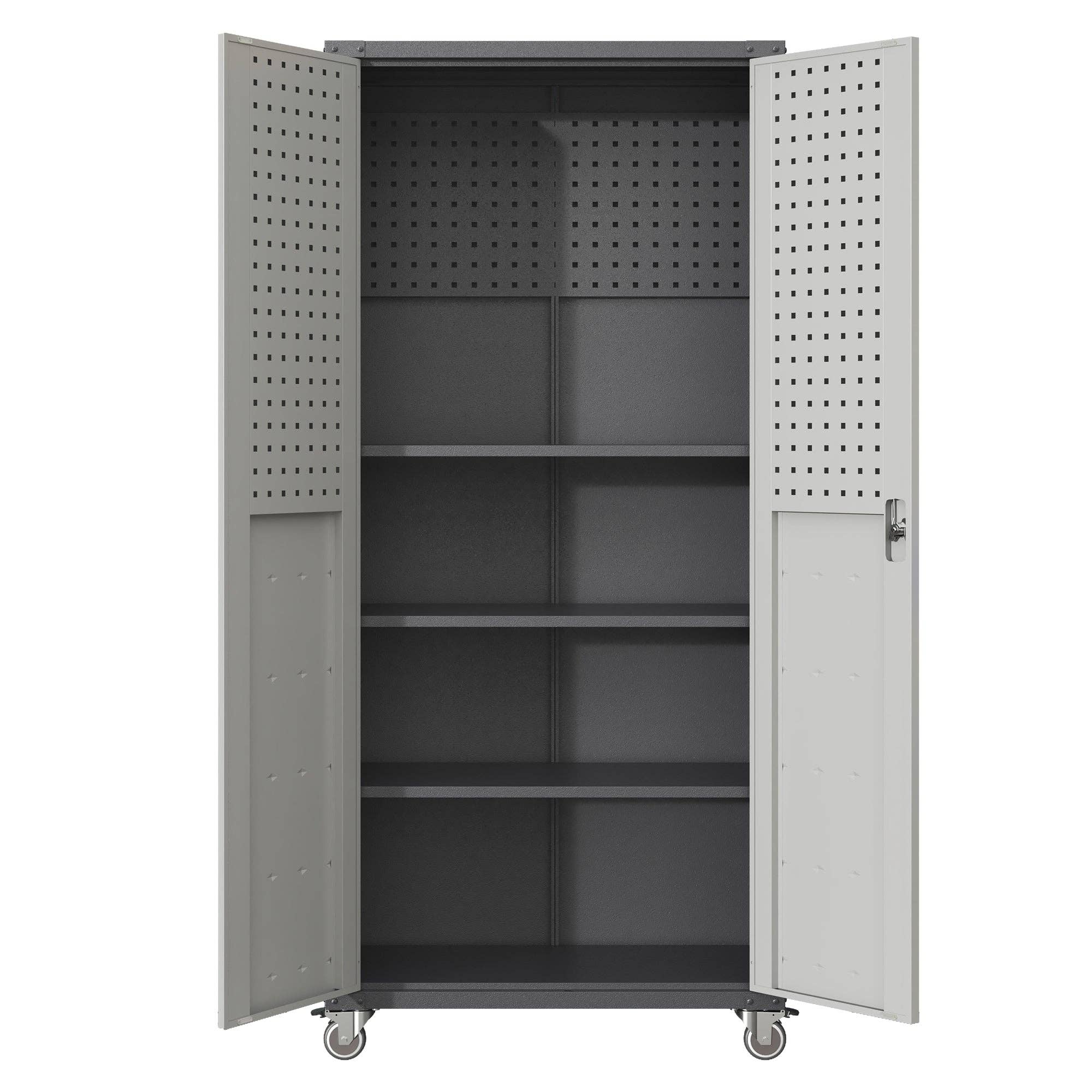 HOMYCASA DESIGN INC - Wholesale Cabinet - 71'H Black Gray Mobile Lockable Metal Garage Storage Cabinet12