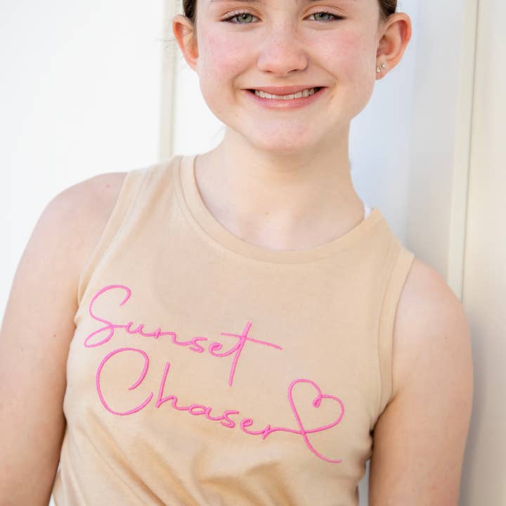 Sun chaser Embroidery Tank - TWEEN GIRLS for wholesale by Sweet Soul