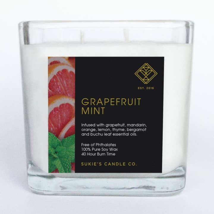 Grapefruit Mint 100% Pure Soy Double Wick Candle for wholesale by Sukie's Candle Co.