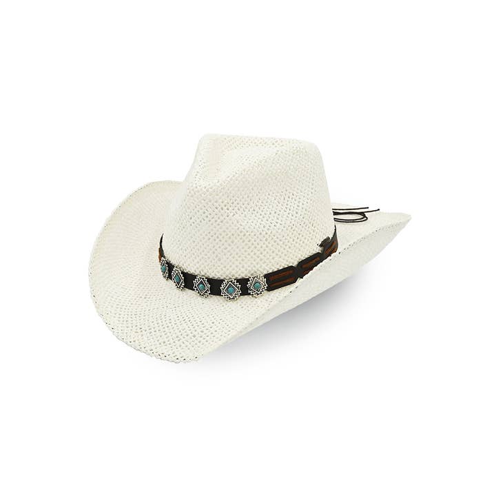 Hana - Wholesale Cowboy Hat - Women's - C.C Turquoise Charm Trim cowboy Hat