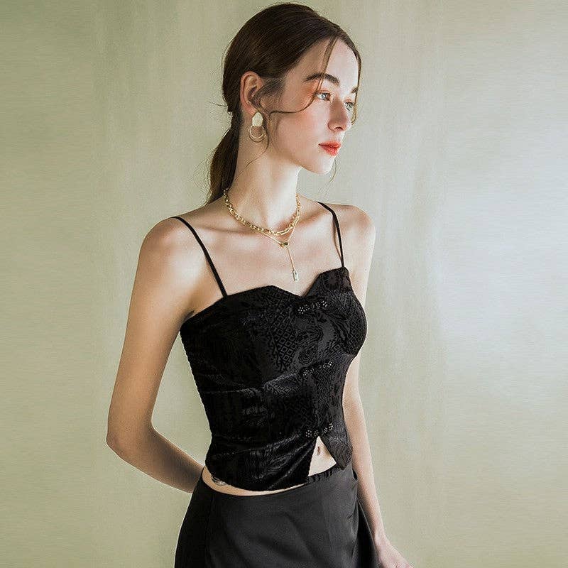 BLACK Designer's Inner Bondage Tube-Top Vest with Adjustable Straps for wholesale on Faire2