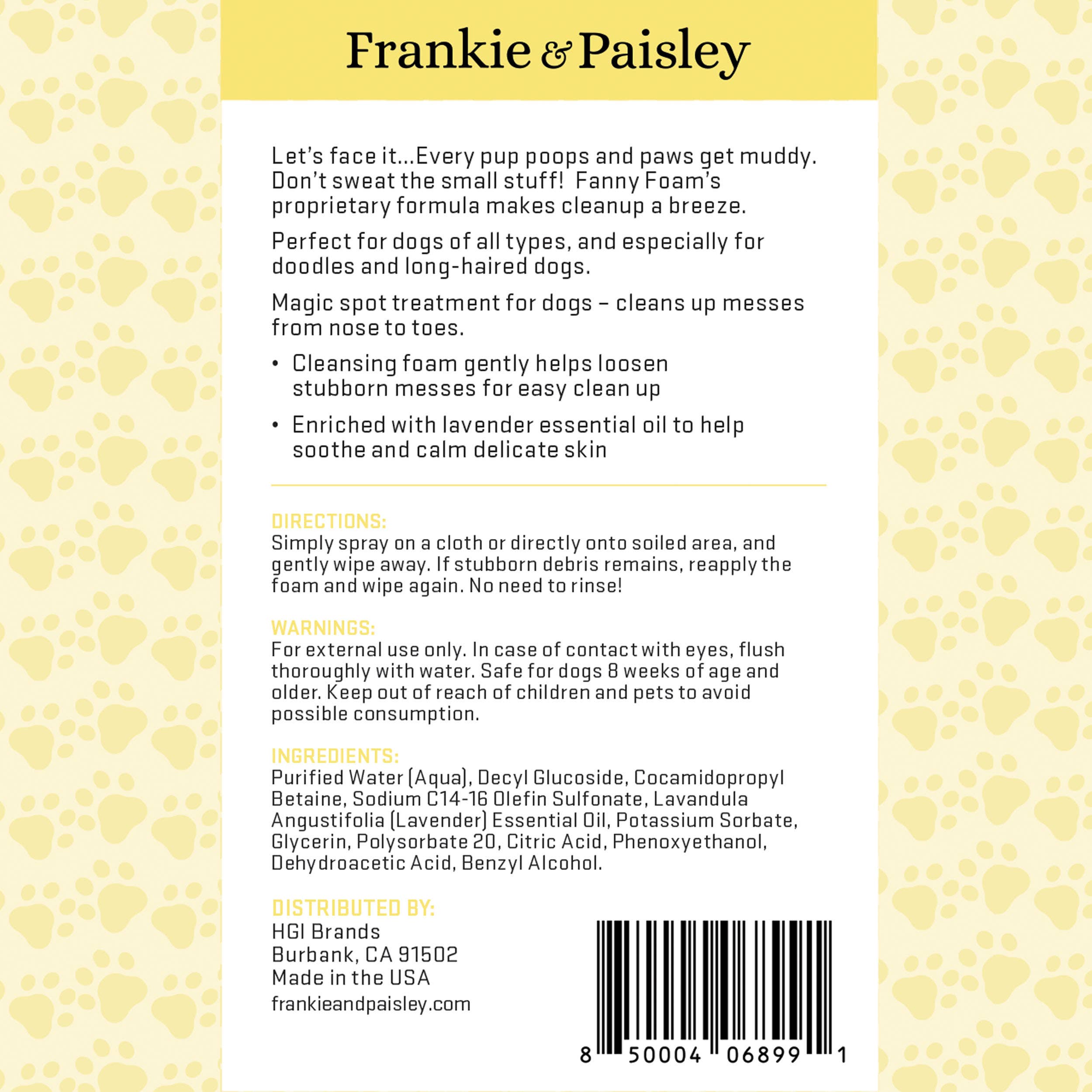 Frankie & Paisley Pet Products - Wholesale Pet Grooming Aid - Dog - Fanny Foam™ Doggy Dingleberry Remover & Muddy Paw Treatment9