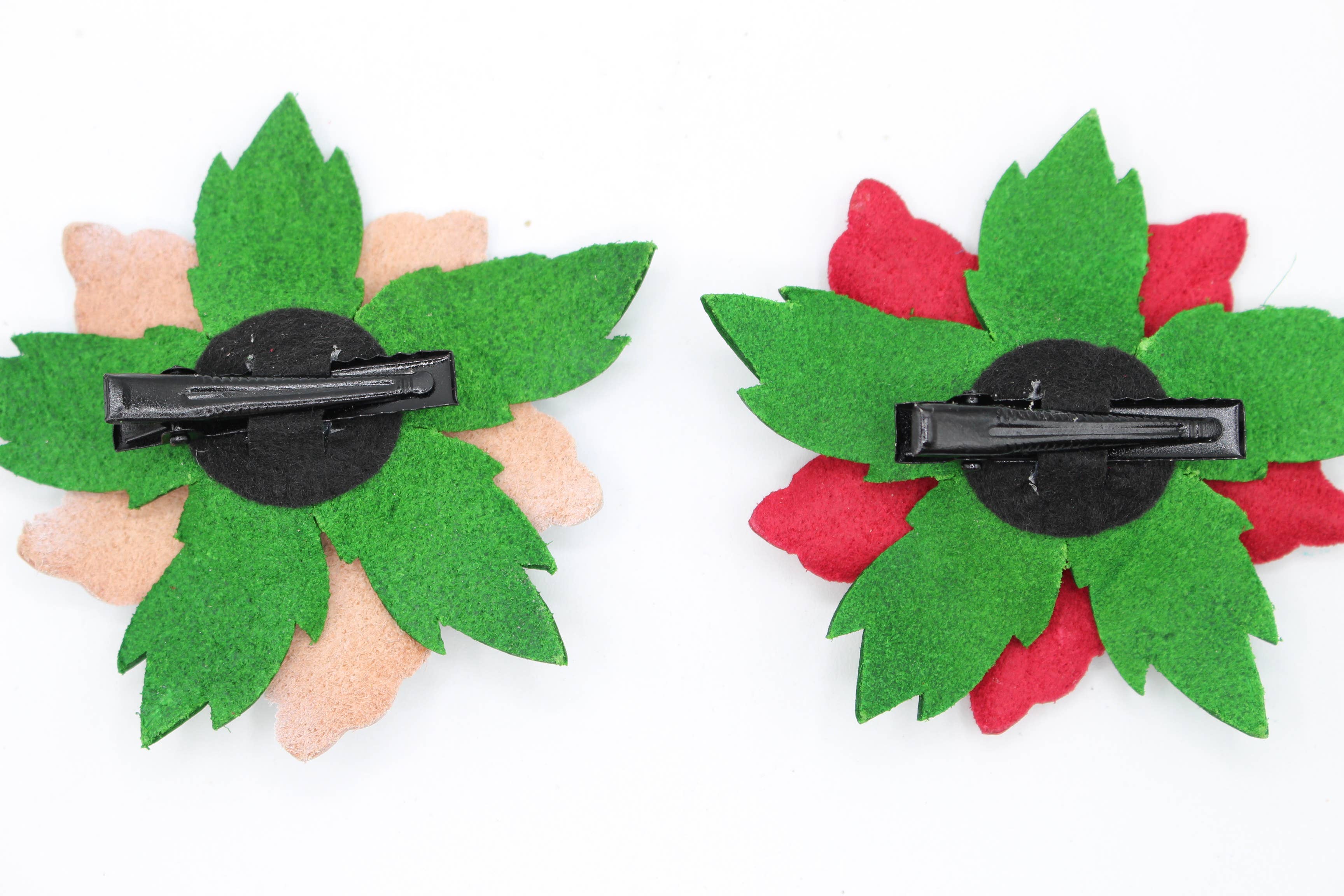 Sunflower Handmade leather inc - Wholesale Ornament - 12 pcs poinsettia flower leather ornaments15