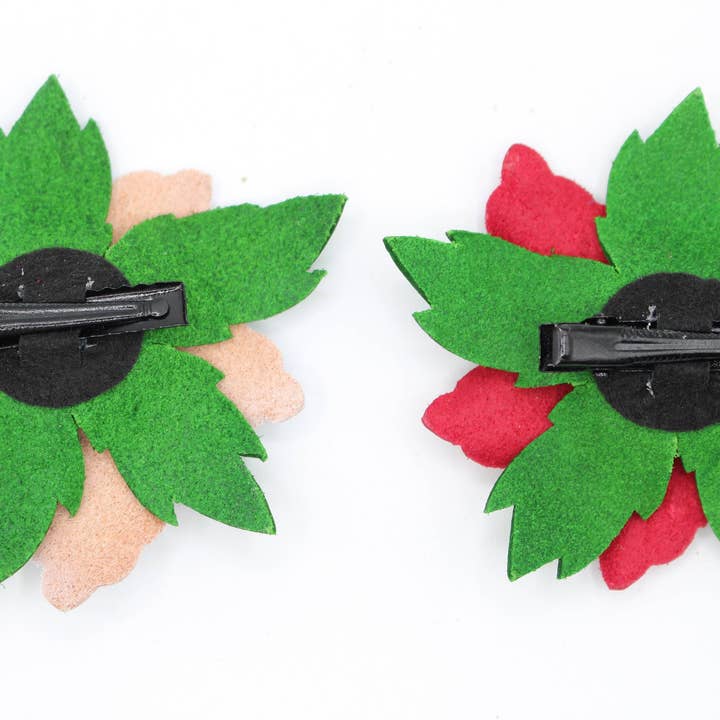 Sunflower Handmade leather inc - Venta al por mayor Adornos - 12 adornos de cuero con flores de poinsettia15