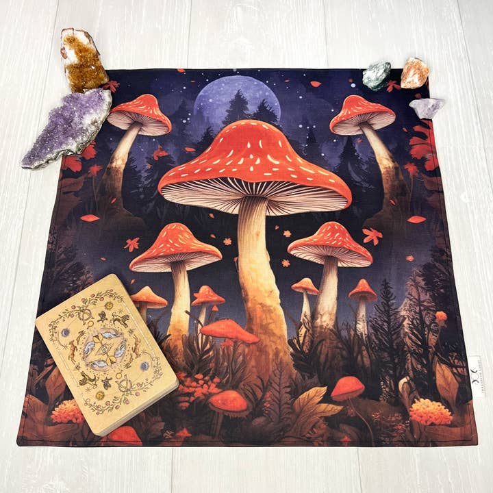 Mushroom Tarot Altar Cloth for wholesale by Threads of Tarot