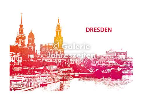 Karen Utermann Galerie Jahreszeiten - Wholesale Postcard - Dresden view over the Elbe art postcard0