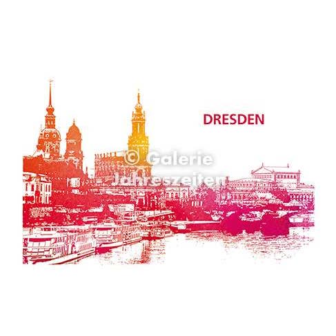 Karen Utermann Galerie Jahreszeiten - Wholesale Postcard - Dresden view over the Elbe art postcard