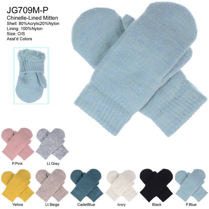 JG709MP - One Dozen Toasty Warm Solid Knit Mittens Gloves for wholesale by Jasper Trading LLC