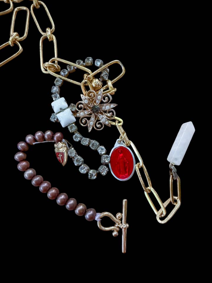 Eclectic Lariat Charm Necklace, Sentimental, Handmade OOAK for wholesale by Jo Noelle